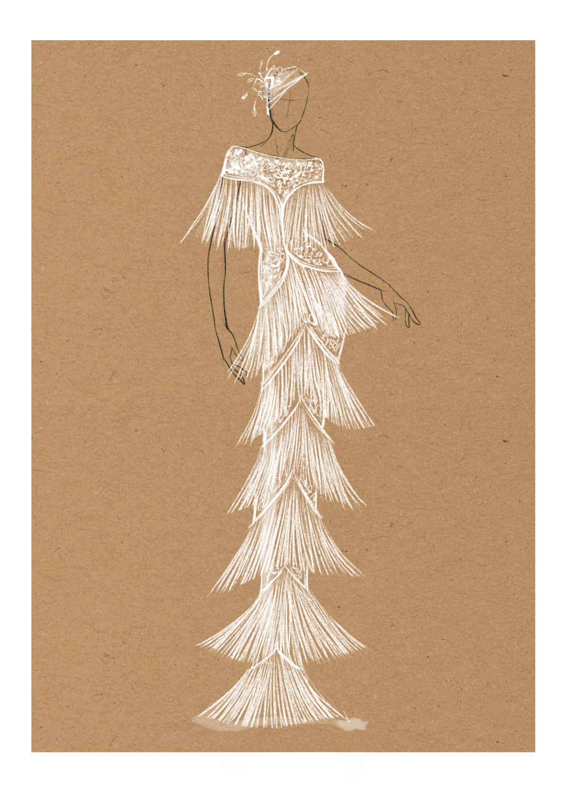 Rose-Wedding Dress Coloring Set: Printable Pages for Bridal Gown Designs and Patterns